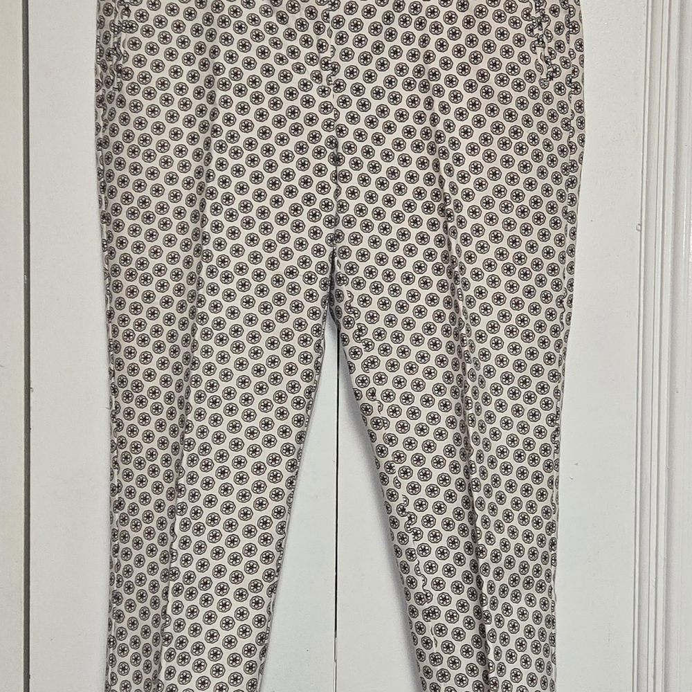 Adrianna Papell Women’s Pants Size 12 Cream Floral Hook & Zip Closure VGUC